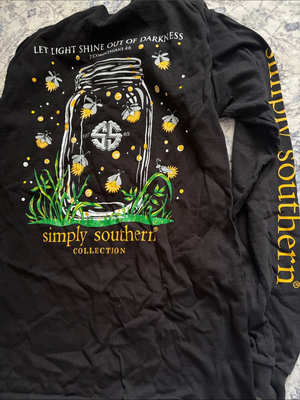 Simply Southern Black Tee with Yellow & Green Mason Jar Design - Picture 3 of 4